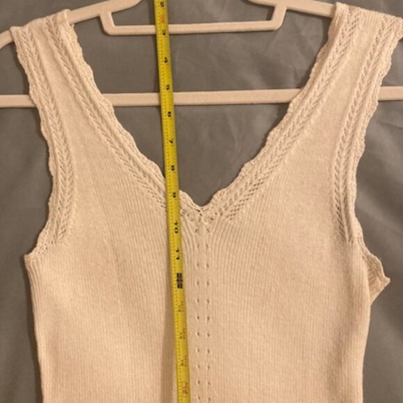Anthropologie Knitted & Knotted Cream Sweater Sleeveless Boho Size S - Picture 8 of 11